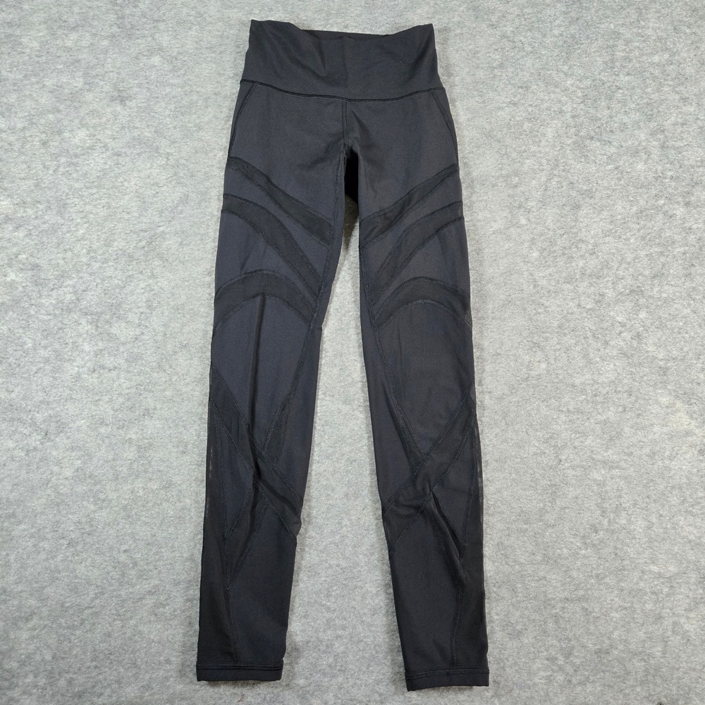 Lululemon Womens Black Mesh Panel High Rise Athletic Leggings 6